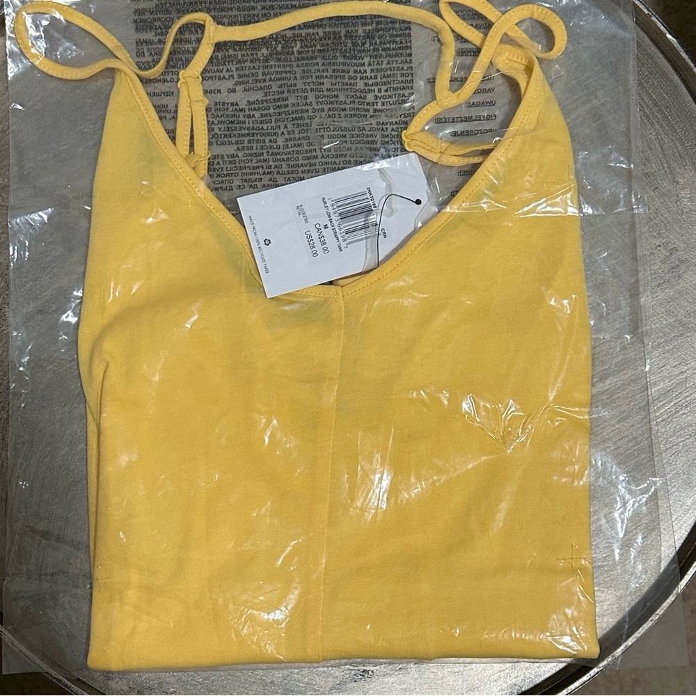 Hurley Yellow Low Back Adjustable Strap V-Neck Cotton Tank Top Size Various - Picture 6 of 8